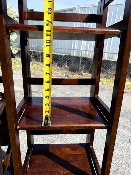Pair of Folding Wooden Step Ladder Shelves