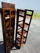 Pair of Folding Wooden Step Ladder Shelves