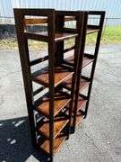 Pair of Folding Wooden Step Ladder Shelves