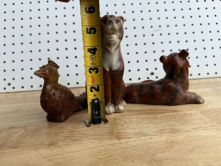 Figural Ceramic Lion & Bird Candle Holders