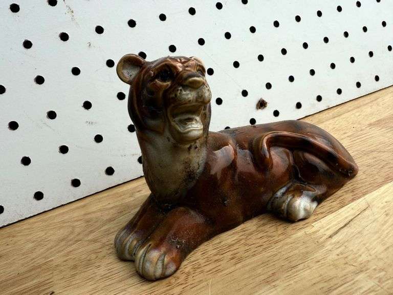 Figural Ceramic Lion & Bird Candle Holders