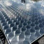 Silver Metal Outdoor Patio Table with Four Chairs
