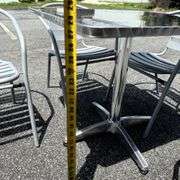 Silver Metal Outdoor Patio Table with Four Chairs