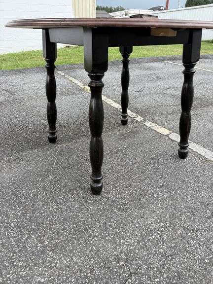 Wood Drop Leaf Table with Black Legs