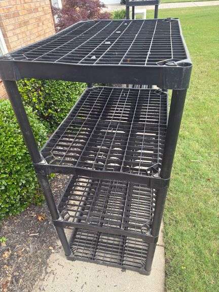 Black Plastic Four-Tier Shelf Unit