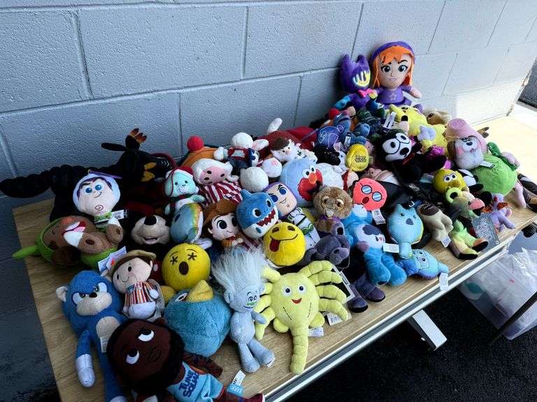 Assorted Plush Toys - Lot of Various Characters and Brands