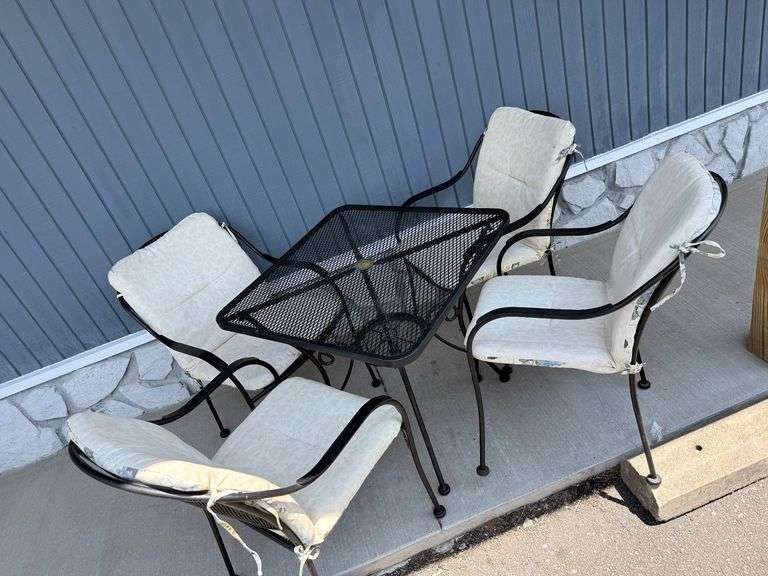 Wrought Iron Patio Set with Cushioned Chairs image