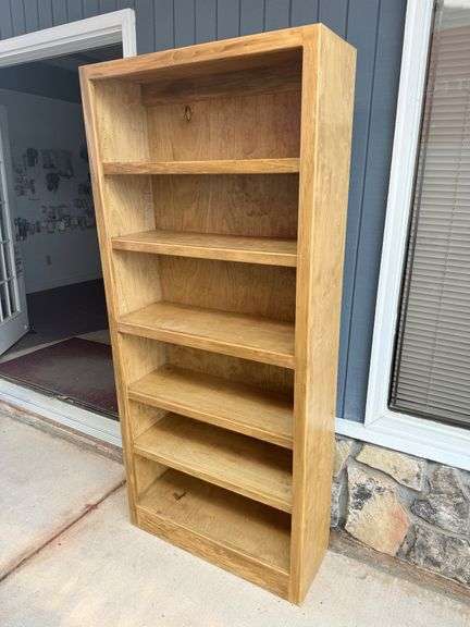 Tall Wooden Bookcase with Adjustable Shelves