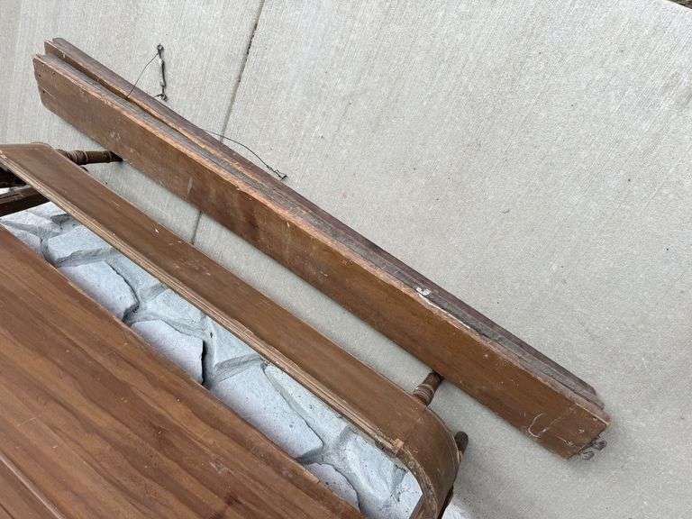 Antique Wood Bed Frame with Spindle Accents