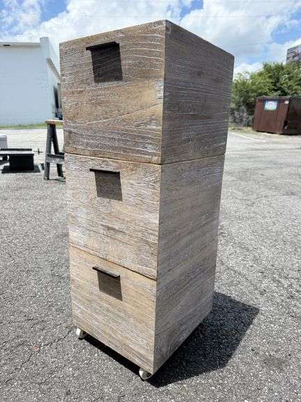 Wooden Storage Trio on Wheels