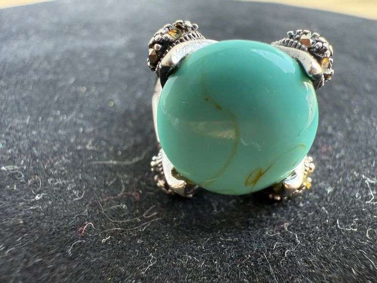 Assorted Sterling Ring Lot with Turquoise, Marcasite, and Faceted Stone