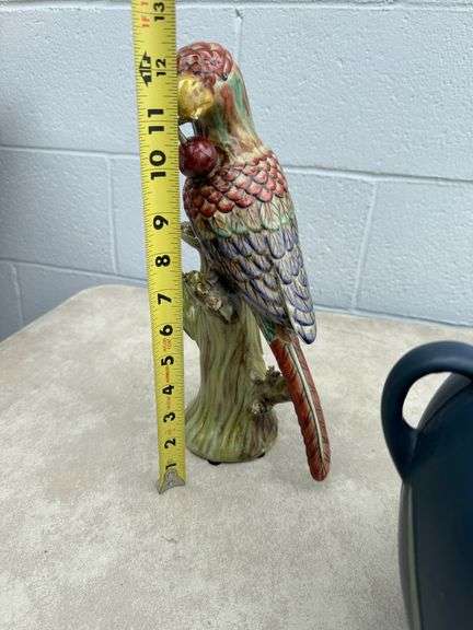 Roseville Pottery Vase and Parrot Figurine