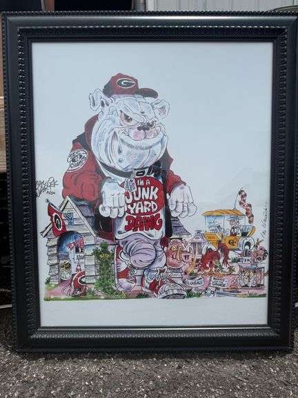 Signed University of Georgia "Junk Yard Dawg" Framed Print