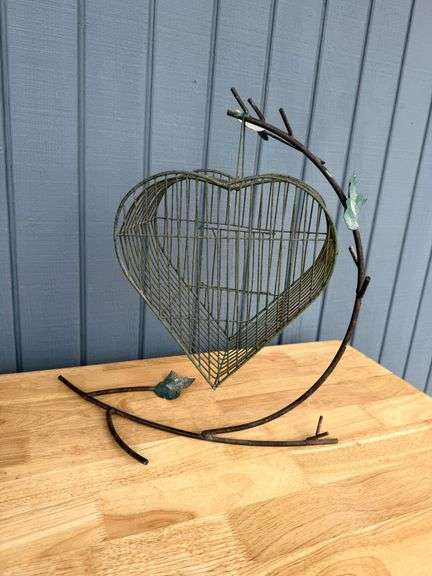 Decorative Wire Birdcages and Heart Shaped Metal Art