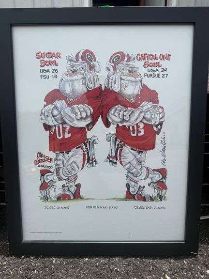 Framed Cal Warlick '02 '03 UGA Bulldogs Print - Limited Edition 230/1000