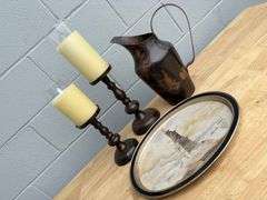 Luminara Candle Holders, Metal Pitcher and Statue of Liberty Tray