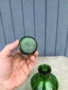 Czech Emerald Green Glass Decanter Set with Six Glasses