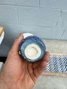 Libbey Slate Serving Set, Patterned Serving Tray, & Handmade Blue Pottery Cup