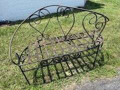 Wrought Iron Garden Bench with Heart Back