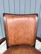 Pair of Wood Framed Arm Chairs with Leather Seats