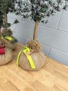 Set of Three Decorative Christmas Trees with Burlap Bases