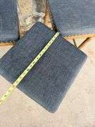 Set of Three Gray Upholstered Stools