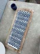 Libbey Slate Serving Set, Patterned Serving Tray, & Handmade Blue Pottery Cup