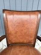 Pair of Wood Framed Arm Chairs with Leather Seats