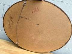 Dark Wood Framed Round Mirror