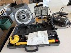 Vornado Fan, Work Light, Ozark Trail Air Pump, and Laser Level