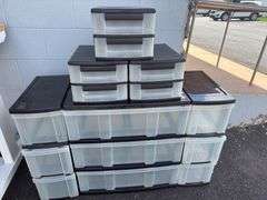 Lot of 6 Black and Clear Plastic Storage Drawers