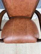 Pair of Wood Framed Arm Chairs with Leather Seats