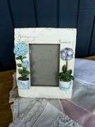 Porcelain Lotus Bowl, Hydrangea Picture Frame & Decorative Handkerchiefs