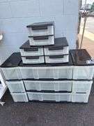 Lot of 6 Black and Clear Plastic Storage Drawers