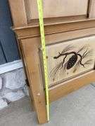 Full Size Pine Bed Frame with Carved Pinecone Design