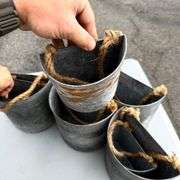 Lot of Galvanized Metal Buckets with Rope Handles