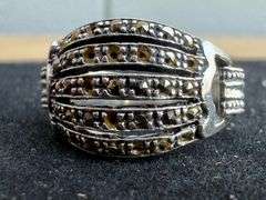 Assorted Sterling Ring Lot with Turquoise, Marcasite, and Faceted Stone