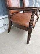 Pair of Wood Framed Arm Chairs with Leather Seats
