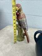 Roseville Pottery Vase and Parrot Figurine