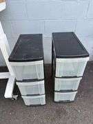 Lot of 6 Black and Clear Plastic Storage Drawers