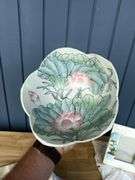 Porcelain Lotus Bowl, Hydrangea Picture Frame & Decorative Handkerchiefs