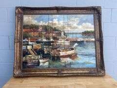 Ships in the Harbor Painting