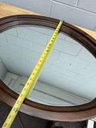 Dark Wood Framed Round Mirror