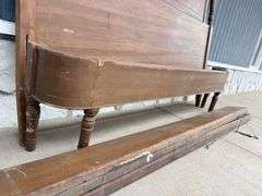 Antique Wood Bed Frame with Spindle Accents