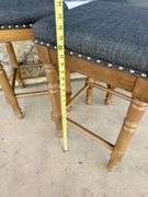 Set of Three Gray Upholstered Stools