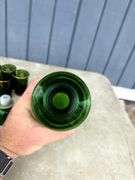 Czech Emerald Green Glass Decanter Set with Six Glasses