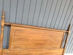 Antique Wood Bed Frame with Spindle Accents
