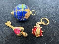 Collection of 14K Charms: Earth, Key, and Ladybug