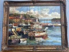Ships in the Harbor Painting