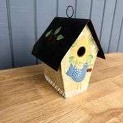 Hand Painted Pottery Fish Plate and Two Decorative Birdhouses